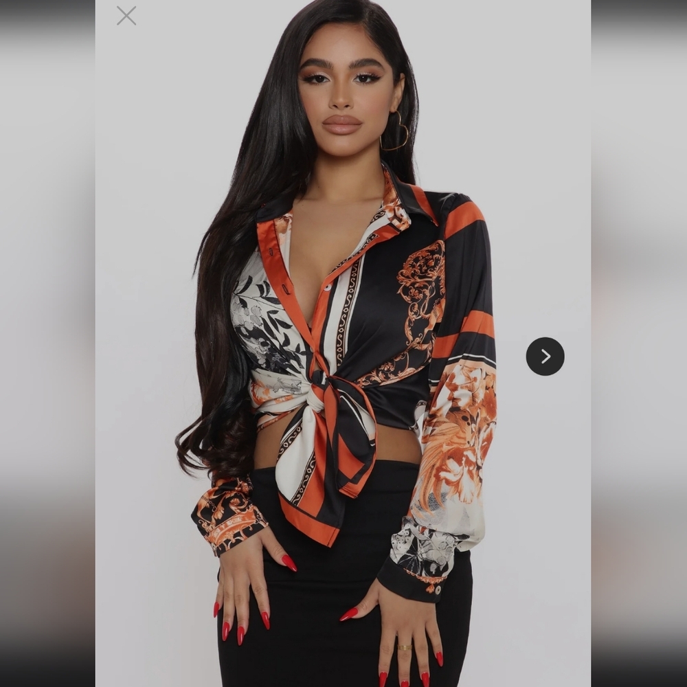 Fashion Nova Night After Work Satin Shirt